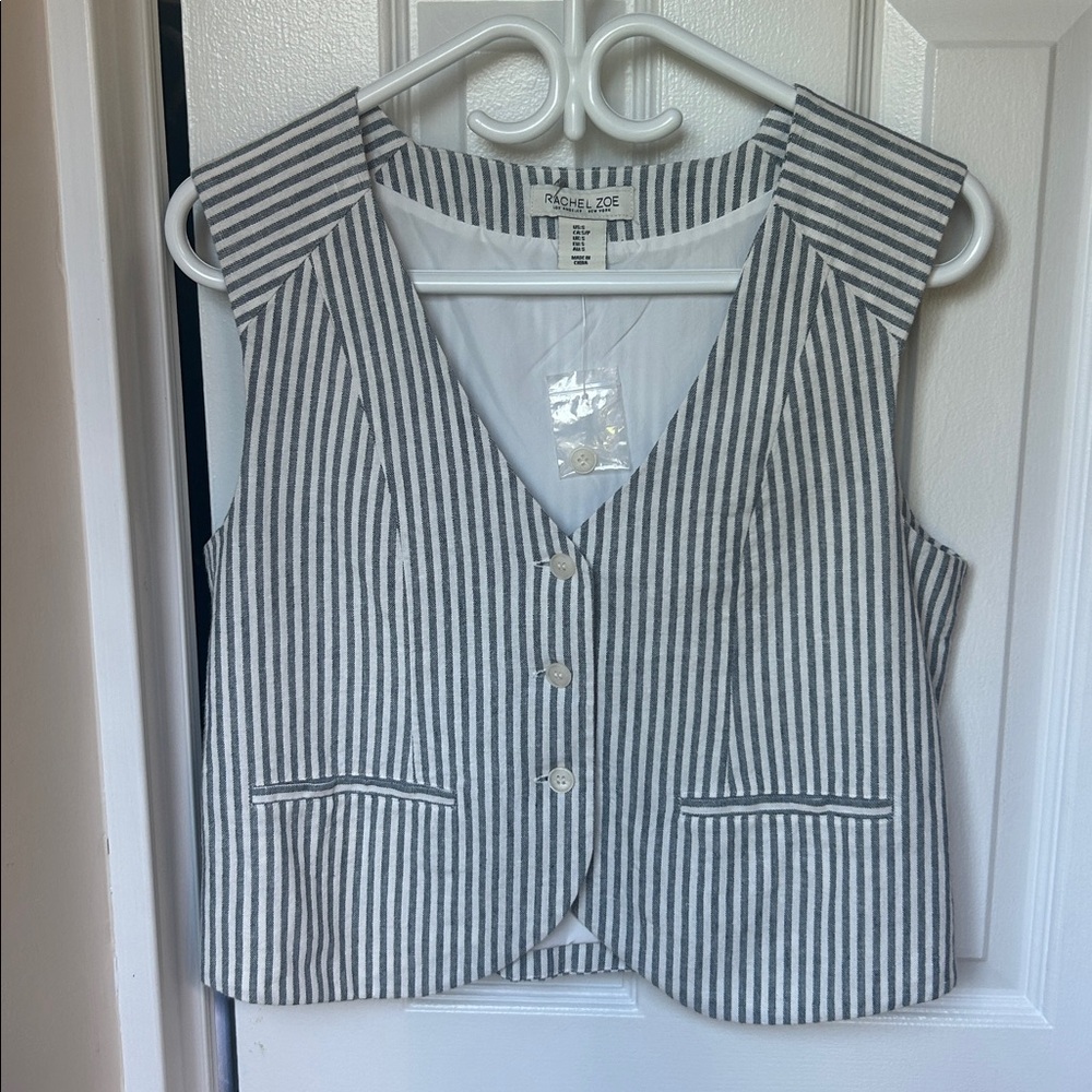 Rachel Zoe Linen Blend Vest Striped